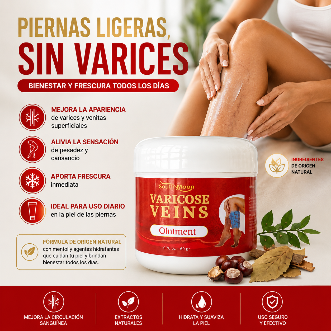 Te Alivia la Pesadez de las Piernas - Crema Varices Varicose Veins