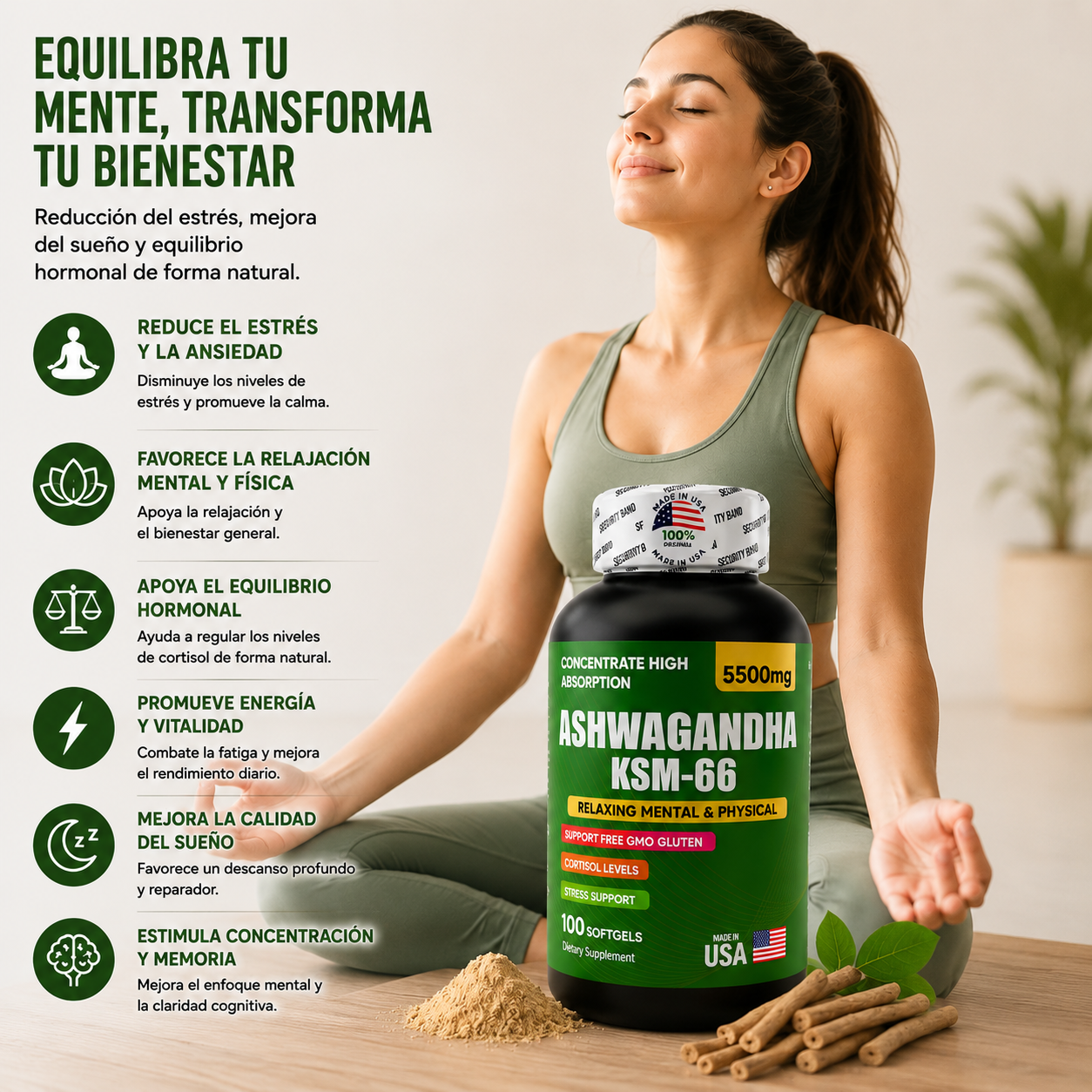 Te Reduce el Estrés y Mejora tu Sueño - Ashwagandha KSM-66
