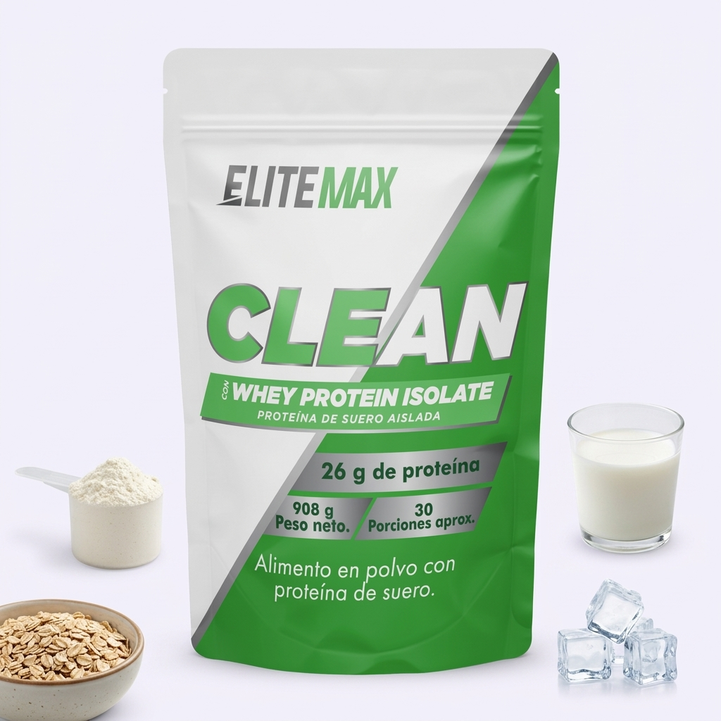 Clean Whey Isolate EliteMax 2LB. Proteína limpia y pura sin sabor ni azúcar