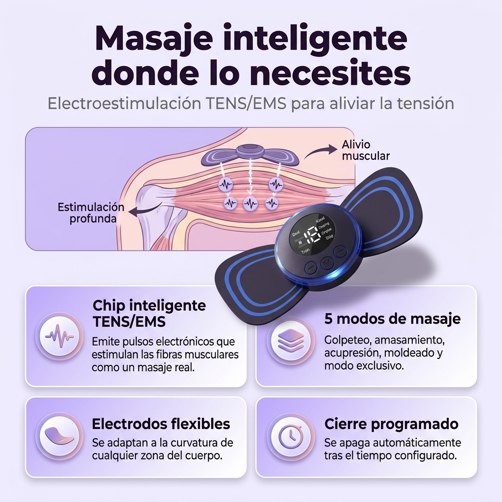 Relaja tus músculos donde los necesites - Mini Masajeador de Electroestimulación EMS