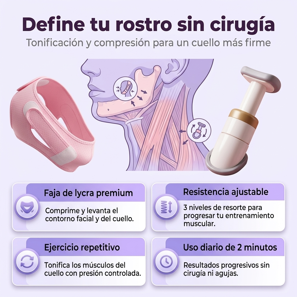 Reduce la papada y define tu rostro - Kit Faja Facial + Neckline Slimmer