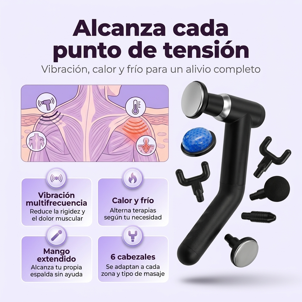 Alivia tu espalda tú mismo, sin ayuda - Fascial Gun con Extensor V-17