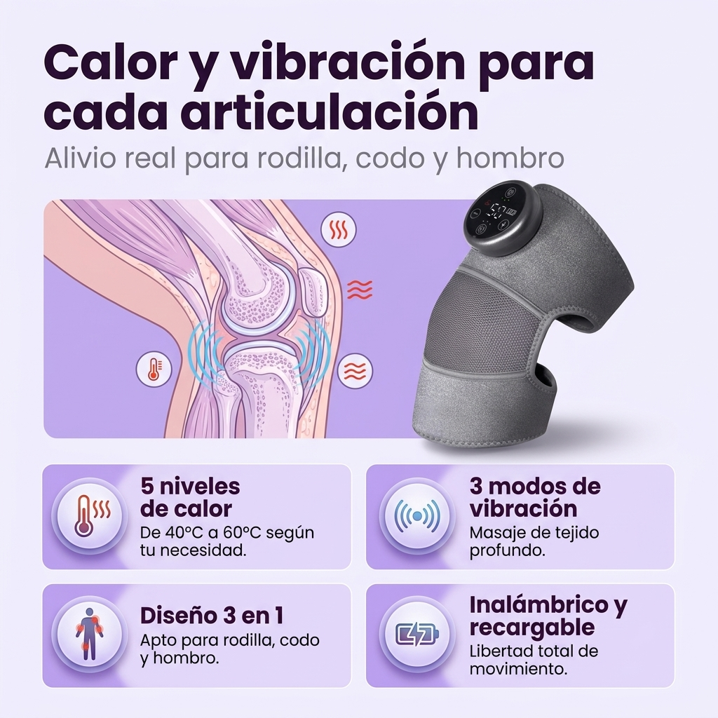 Alivia el dolor de rodilla, codo y hombro con calor - Masajeador Multifuncional 3 en 1