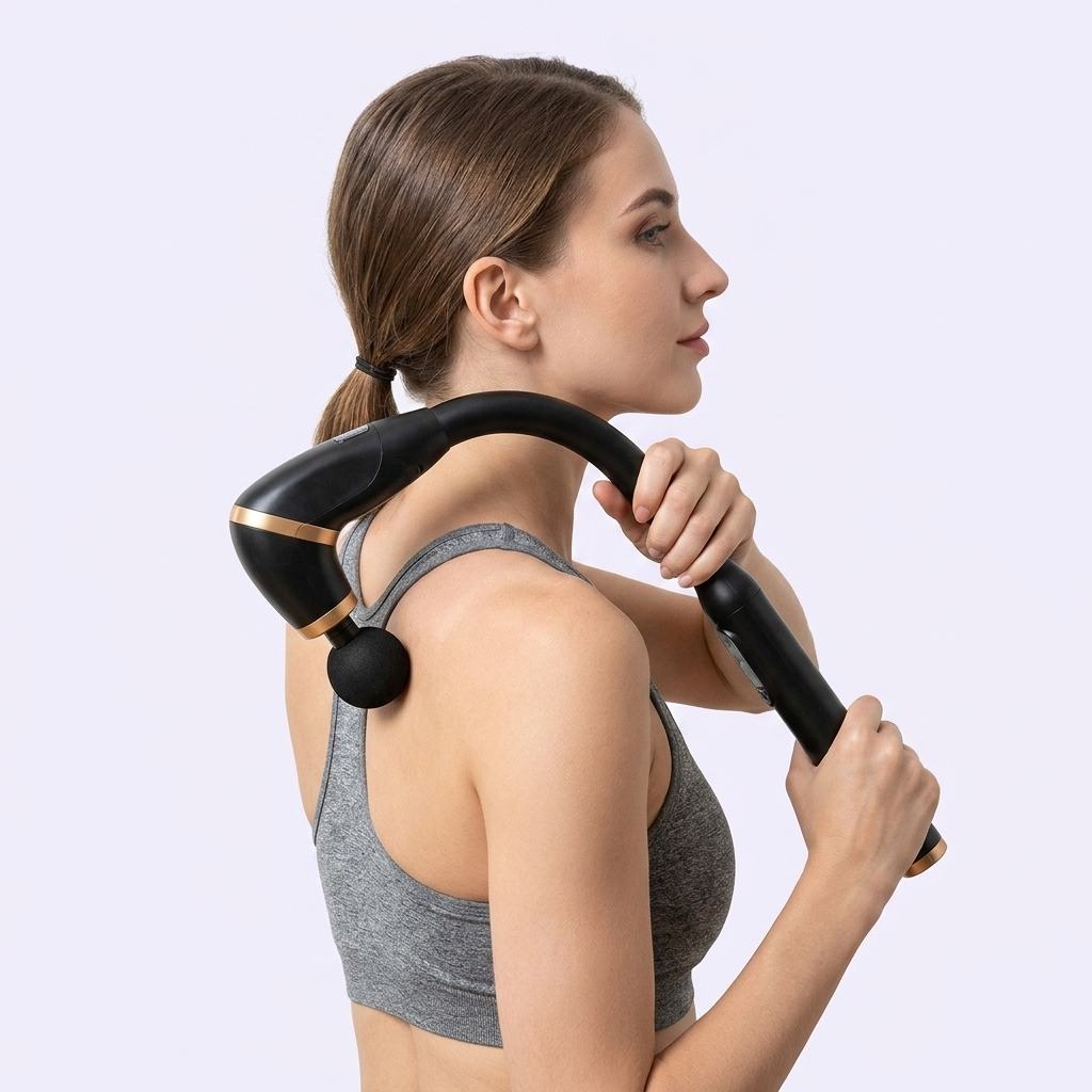 Alcanza cada punto de tensión sin ayuda - Fascial Gun Ergonómico 120°