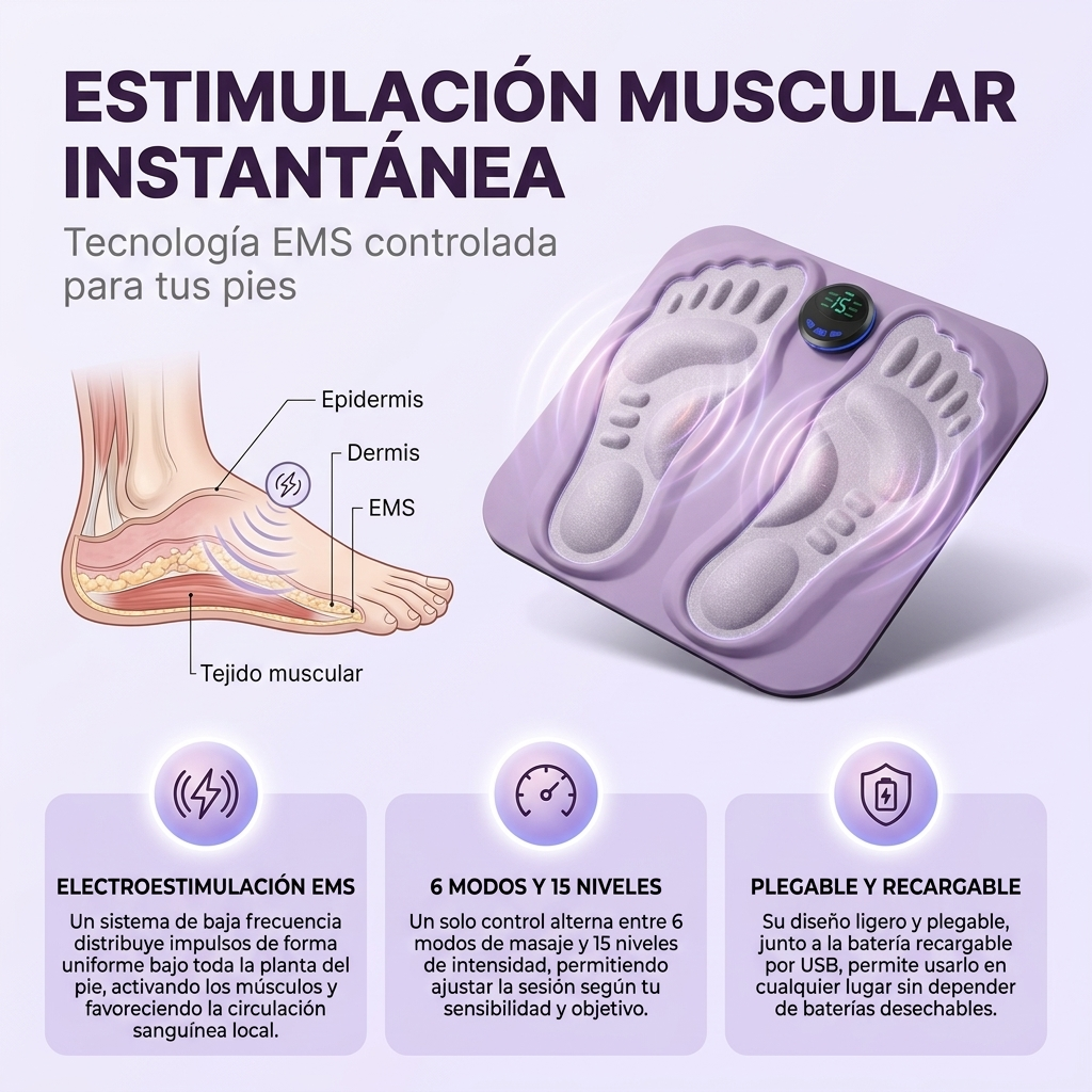 Alivia la Fatiga y Mejora la Circulación en tus Pies - Tapete Masajeador EMS