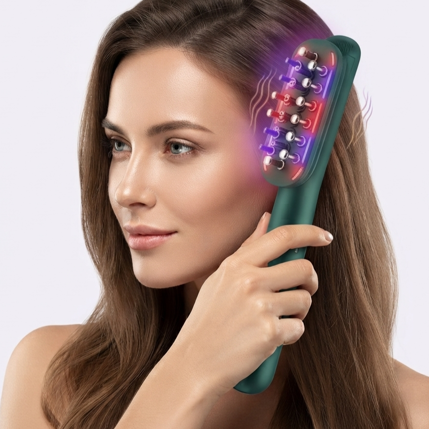 Fortalece tu Cabello y Estimula el Crecimiento con Radiofrecuencia - Cepillo de Radiofrecuencia y Luz LED