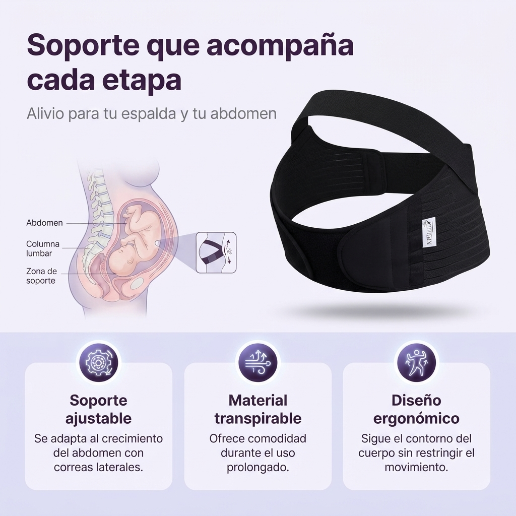Alivia la presión en la espalda y mejora tu postura en el embarazo - Faja de Soporte Abdominal para Embarazadas