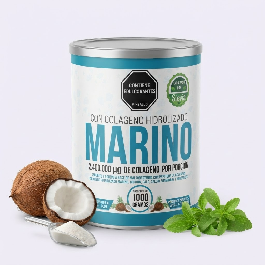 Fortalece piel, cabello y uñas desde adentro - Colágeno Marino Hidrolizado en Polvo 1000g