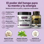 Claridad mental, energía y bienestar en un solo combo - Combo Melena de León en Polvo + Cápsulas Masticables