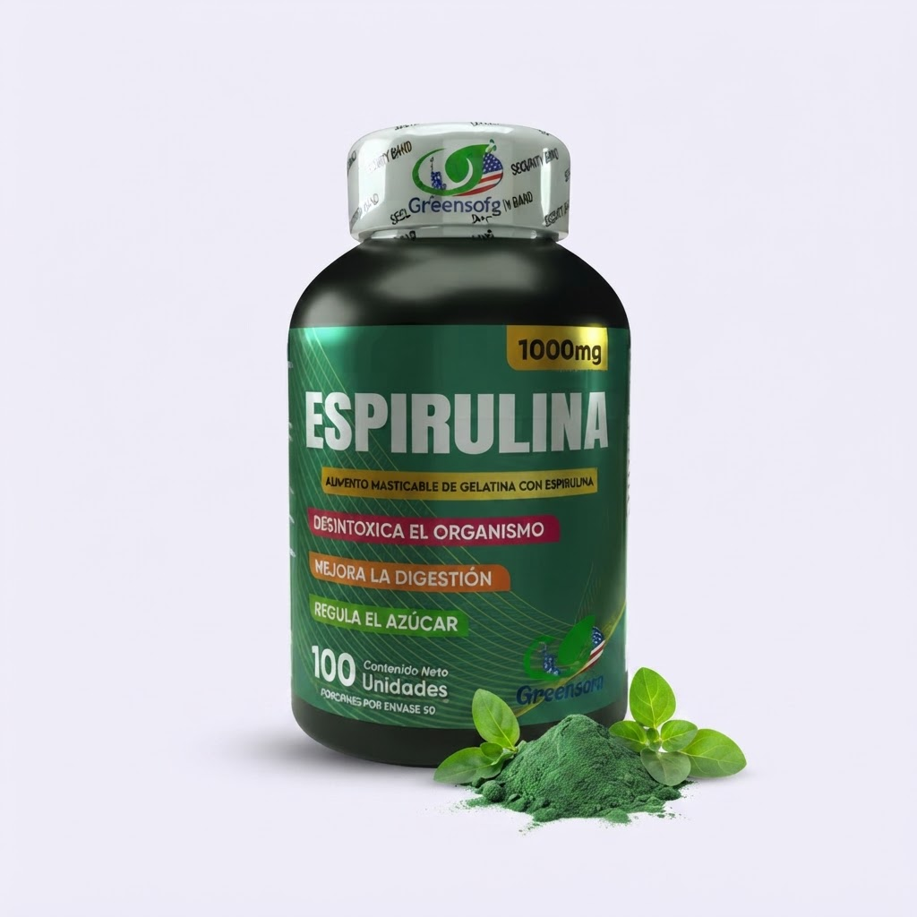 Desintoxica, mejora tu digestión y apoya tu bienestar - Espirulina 1000mg en Gomitas x100