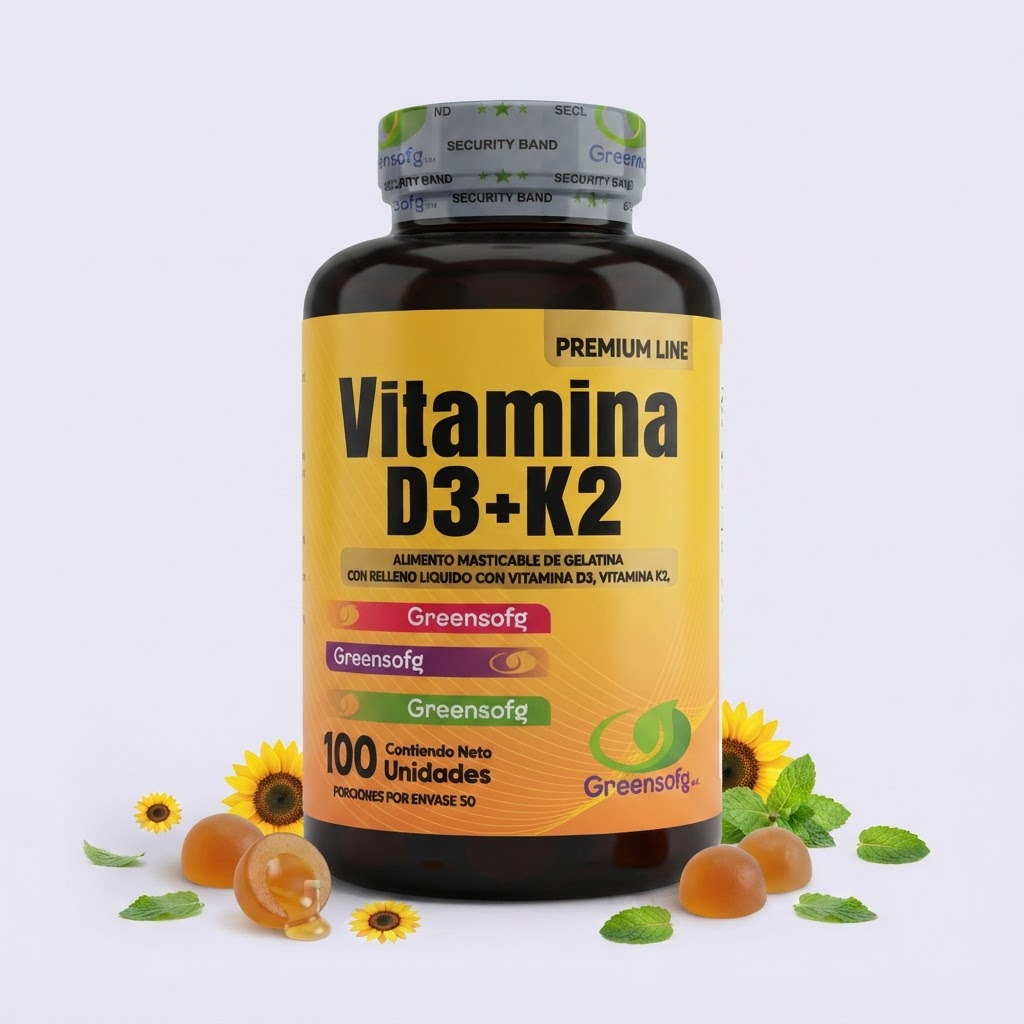 Huesos fuertes, corazón protegido y defensas activas en una gomita - Vitamina D3 + K2 Greensofg