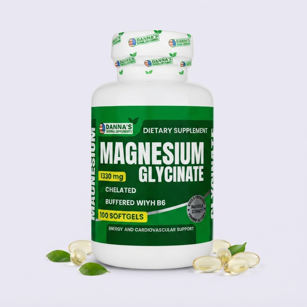 Magnesio quelado con B6 para el sueño, los músculos y el corazón - Magnesium Glycinate Danna's 1330 mg