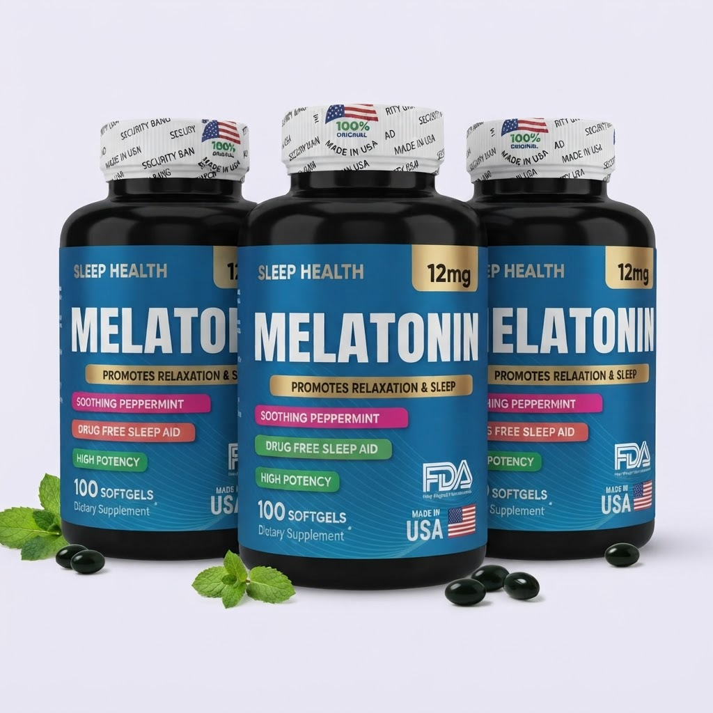 Concilia el sueño más rápido y despierta descansado - Combo Melatonin 12 mg Sleep Health x3