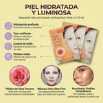 Hidratación profunda, piel luminosa y tono uniforme - Mascarilla Velo Pétalos de Rosa Karité x5