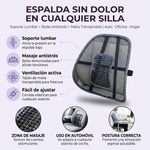Alivia el dolor lumbar, corrige la postura y masajea la espalda - Espaldar Ergonómico Lumbar con Bolas Antistrés