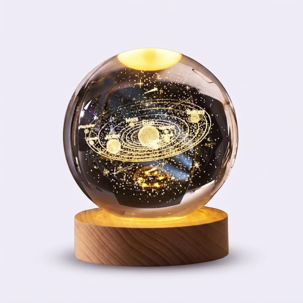 Lleva el universo a tu hogar con luz cálida y diseño en cristal - Lámpara Decorativa del Sistema Solar 3D
