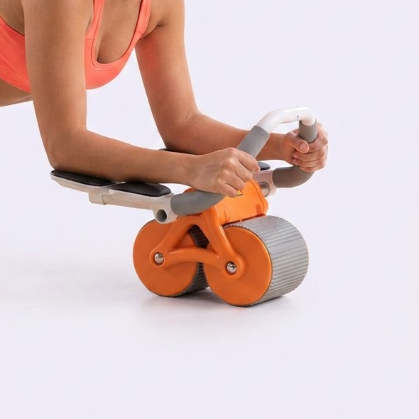 Fortalece el core, protege las muñecas y controla tu entrenamiento - Rueda Abdominal con Rebote Automático, Soporte de Codo y Temporizador