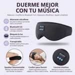 Duerme mejor con música relajante sin auriculares incómodos - Máscara para Dormir con Audífonos Bluetooth 5.0