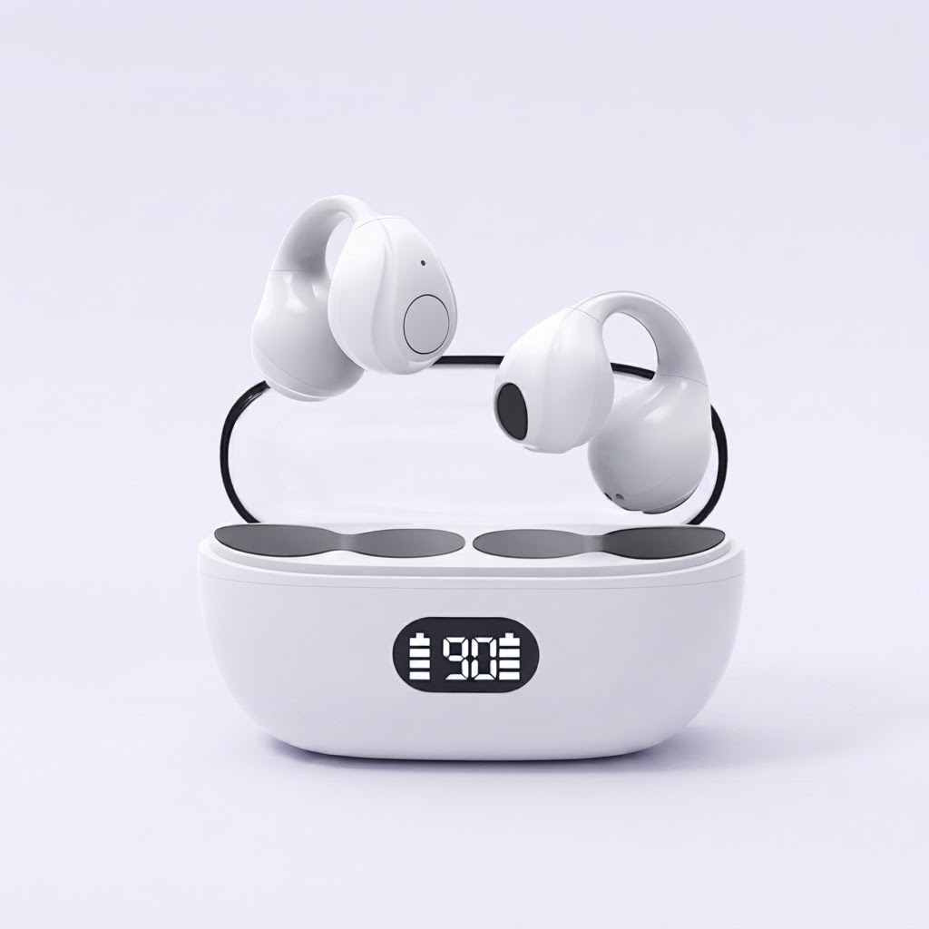 Escucha música sin tapar el oído y mantente alerta al entorno - Audífonos de Conducción Ósea con Clip de Oreja 6.5h Bluetooth