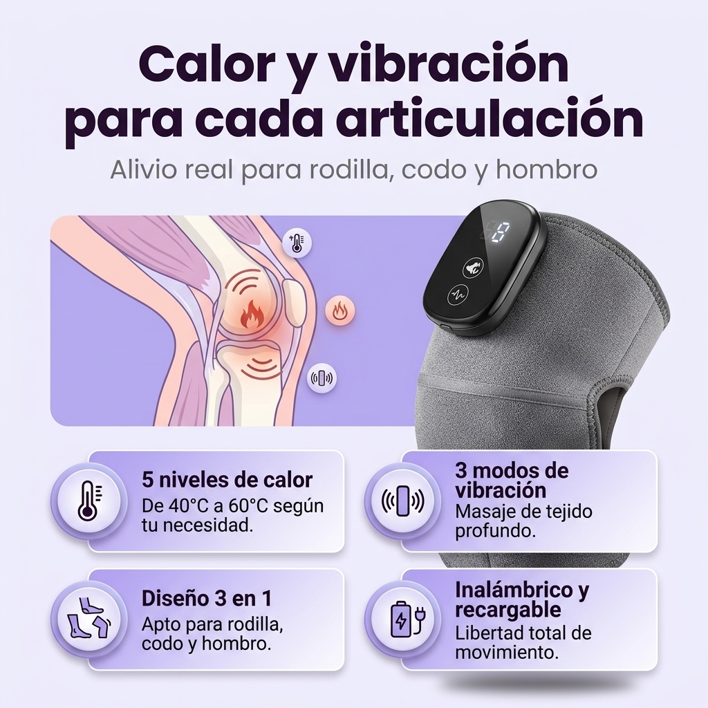 Alivia el dolor de rodilla, codo y hombro con calor - Masajeador Multifuncional 3 en 1