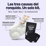 Kit Antirronquidos: Dilatador Nasal + Almohada Ergonómica + Mouth Tape