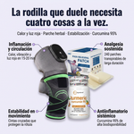 Kit Rodilla: Masajeador 3 en 1 + Parche Herbal + Rodillera + Turmeric Curcumin