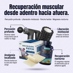 Kit Recuperación Intermedio: Pistola de Masaje + Rodillo + Parche Herbal + Magnesium Complex
