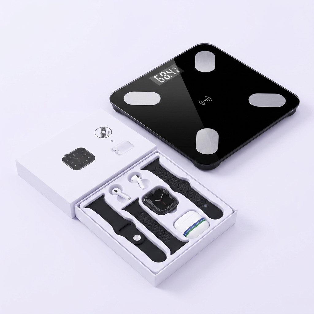 Kit Medición Deportista: Watch T55 Pro Max + Báscula Inteligente Bluetooth