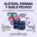 Kit Fuerza Tren Inferior: Tobilleras 2kg + Bandas de Tela + Entrenador Pélvico 360°