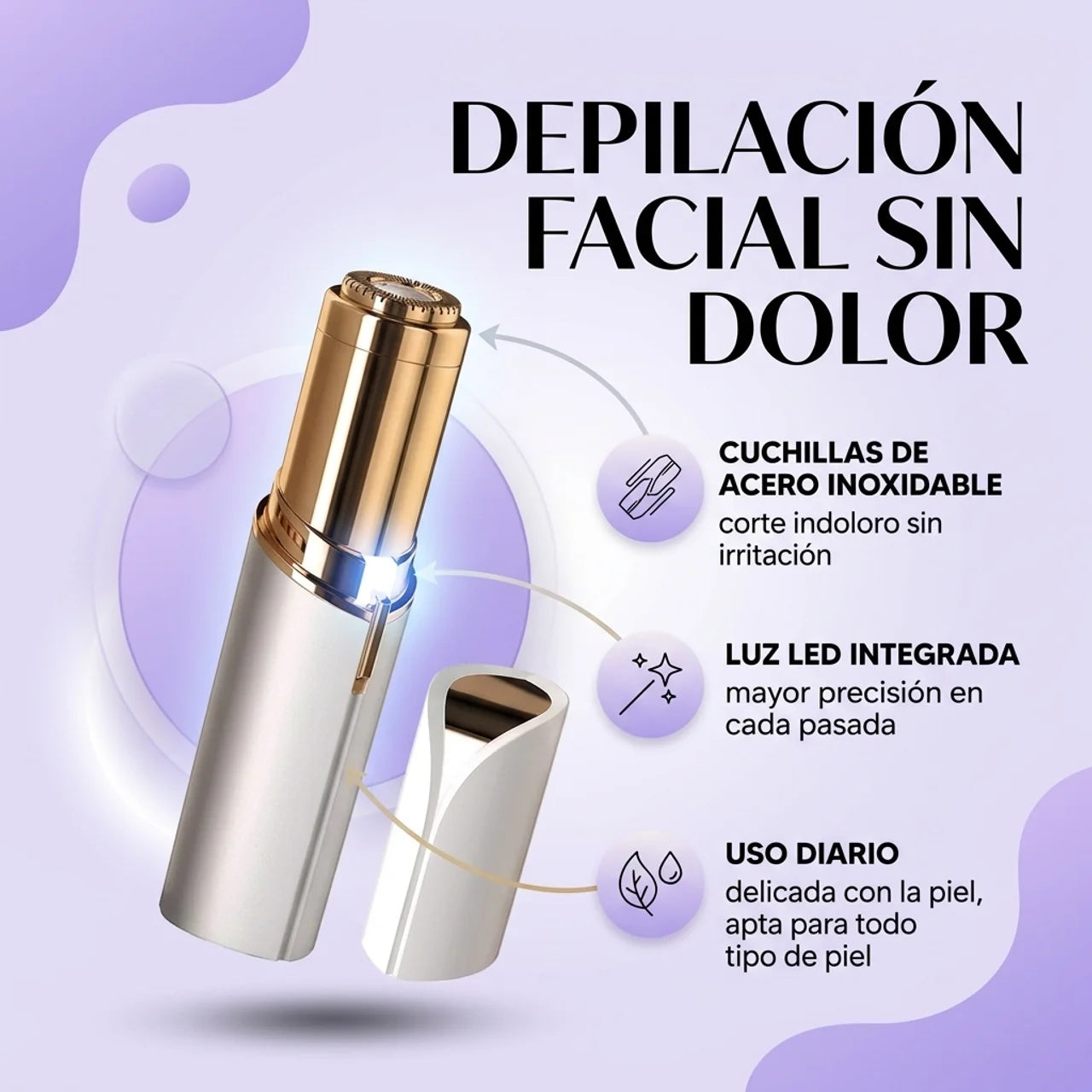 Elimina el Vello Facial Sin Dolor ni Irritación - Depilador Flawless Deluxe