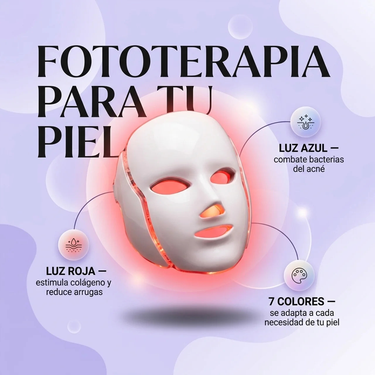 Rejuvenece tu Piel con Fototerapia LED - Máscara Facial 7 Colores