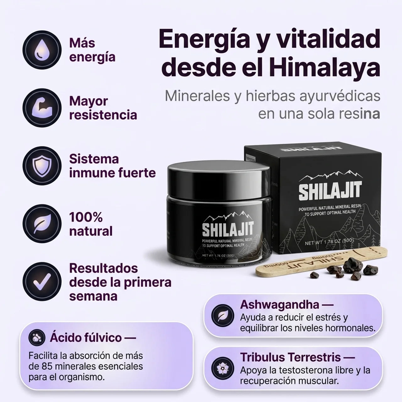 Recupera tu energía y vitalidad natural - Resina de Shilajit Himalaya