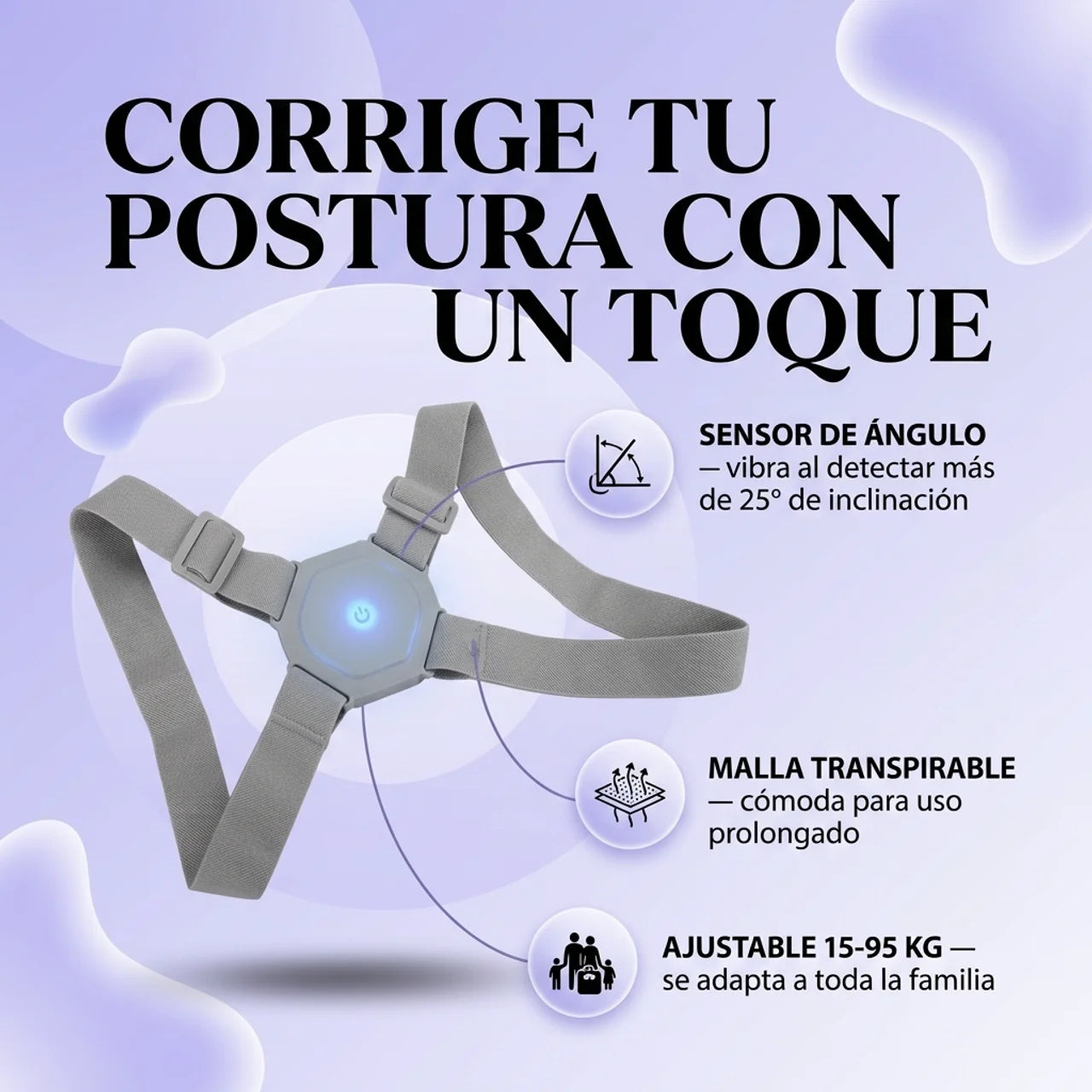 Corrige la Postura con un Simple Recordatorio - Corrector Inteligente Vibración