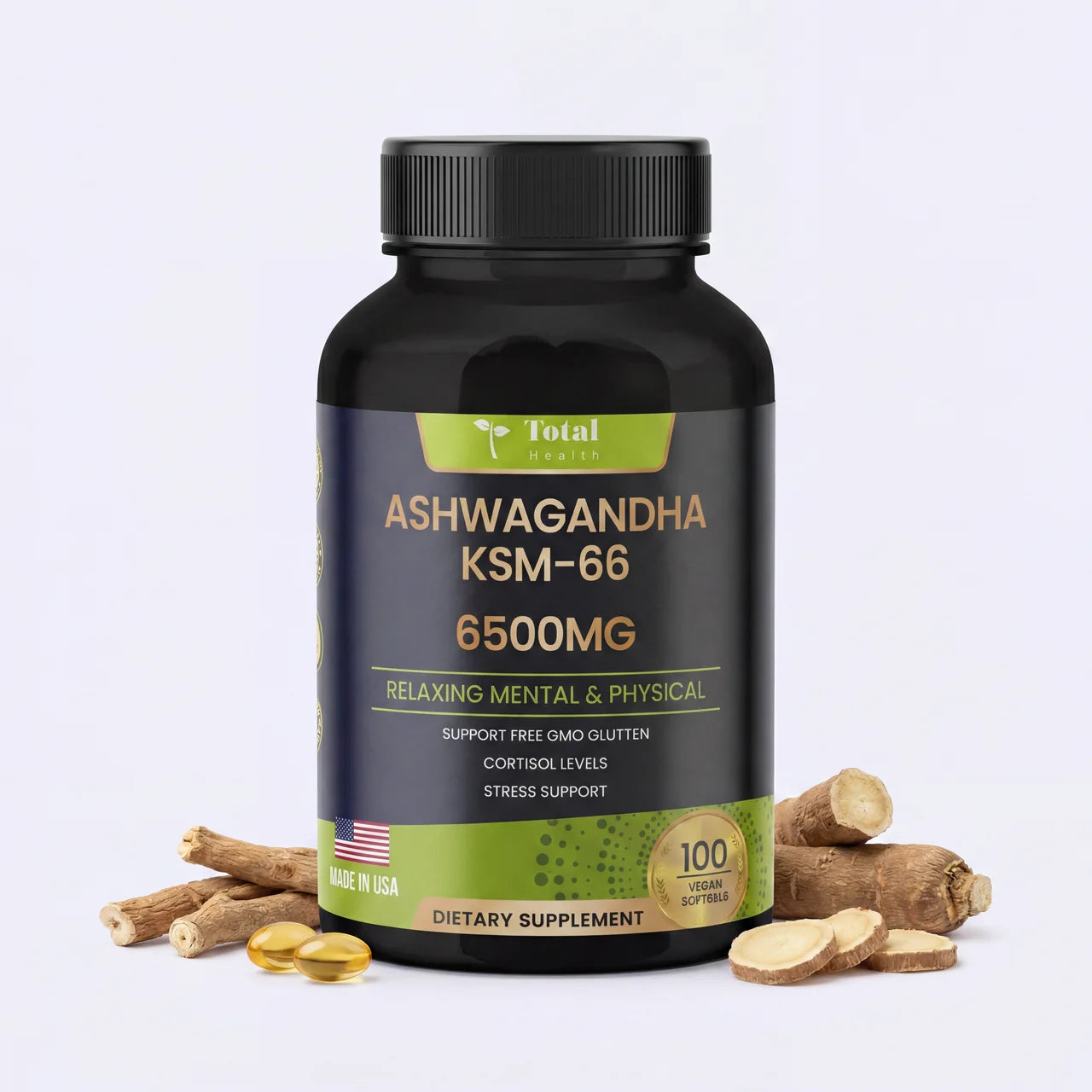 Te Ayuda a Manejar el Estrés y el Ánimo - Ashwagandha KSM-66 Total Health
