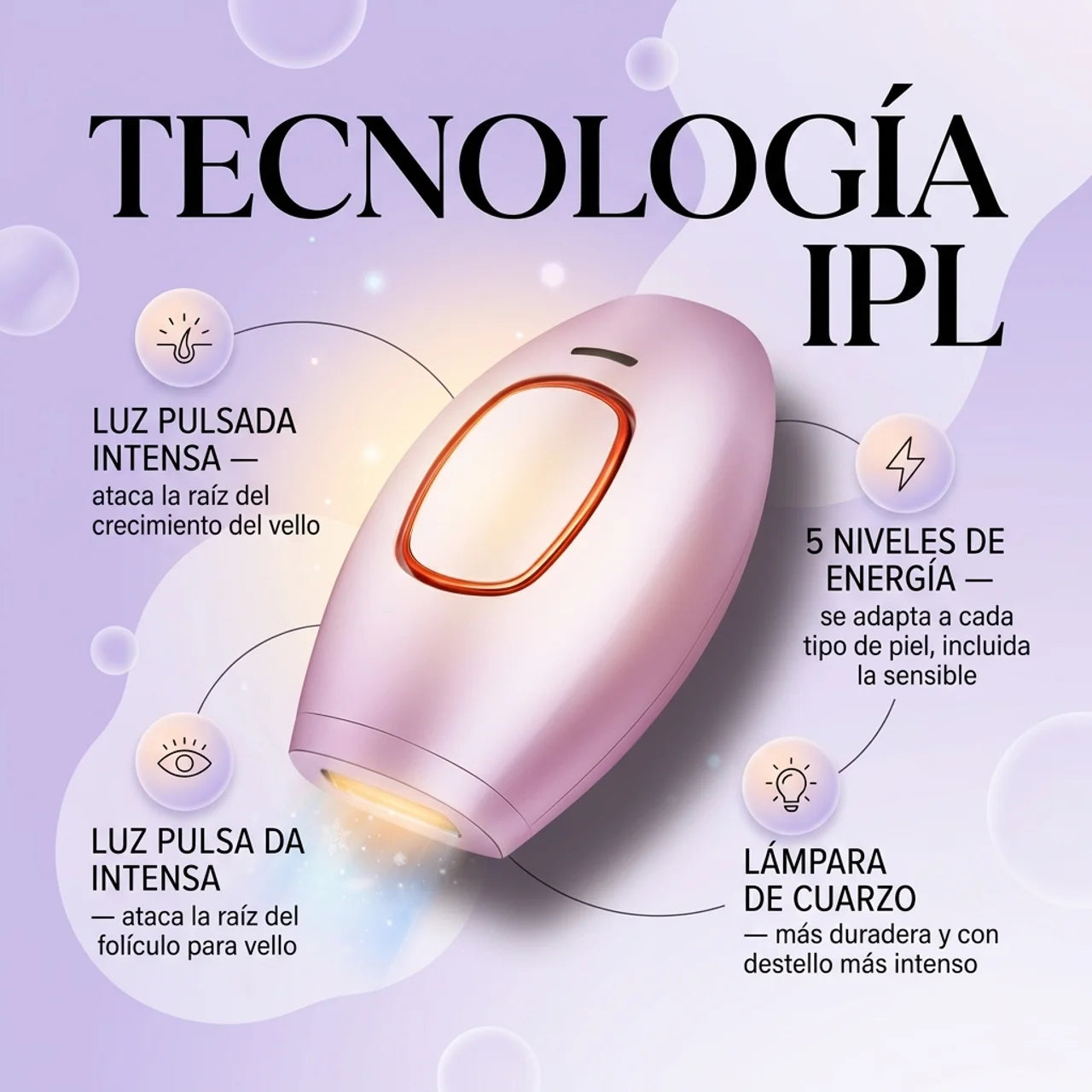 Te Elimina el Vello Desde la Raíz en Casa - Depiladora IPL Láser