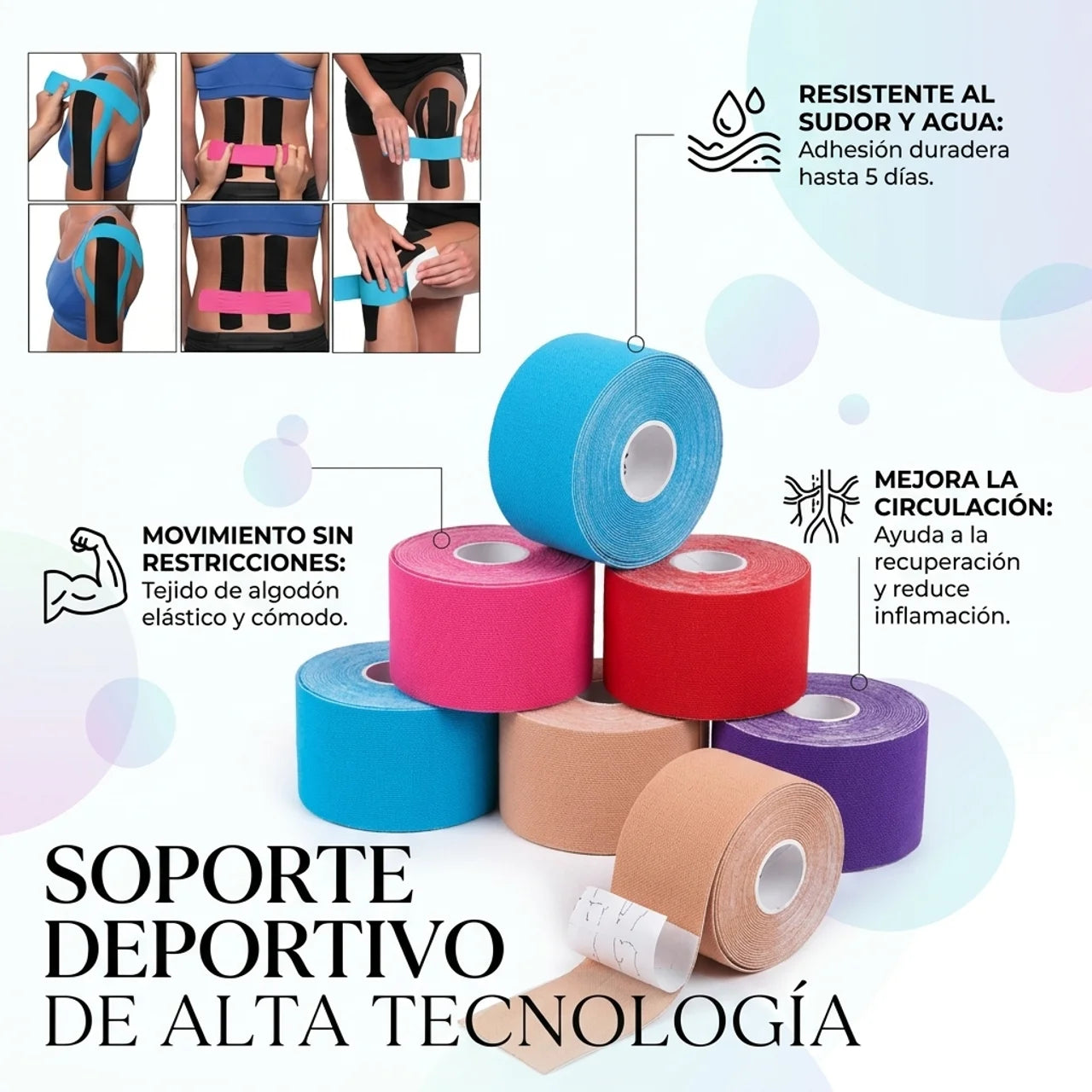 Te Da Soporte Muscular Sin Limitar el Movimiento - Cinta Kinesiológica X3
