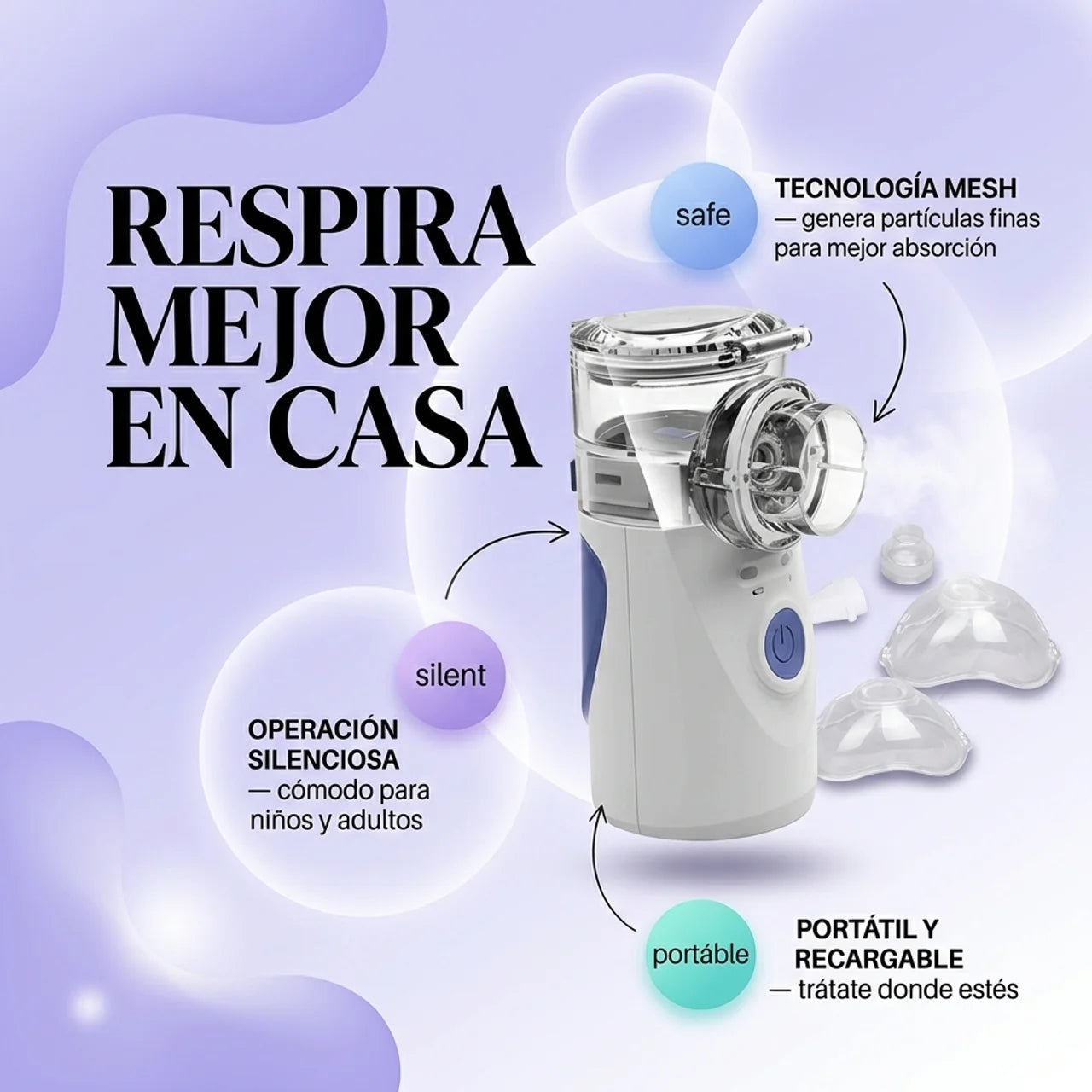 Te Facilita el Tratamiento Respiratorio en Casa - Nebulizador Portátil Mesh