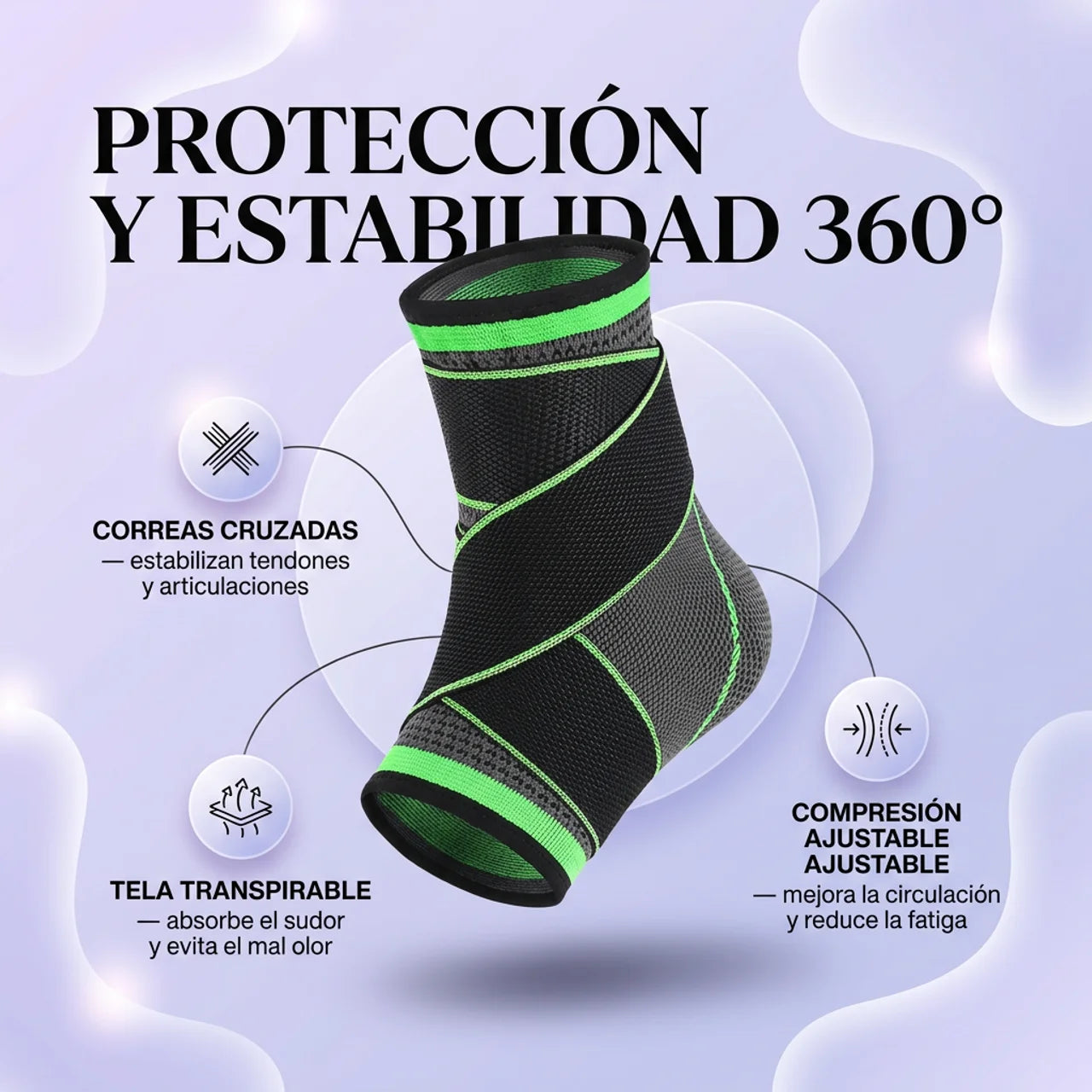 Protege el Tobillo y Previene Lesiones - Tobillera de Compresión Ajustable