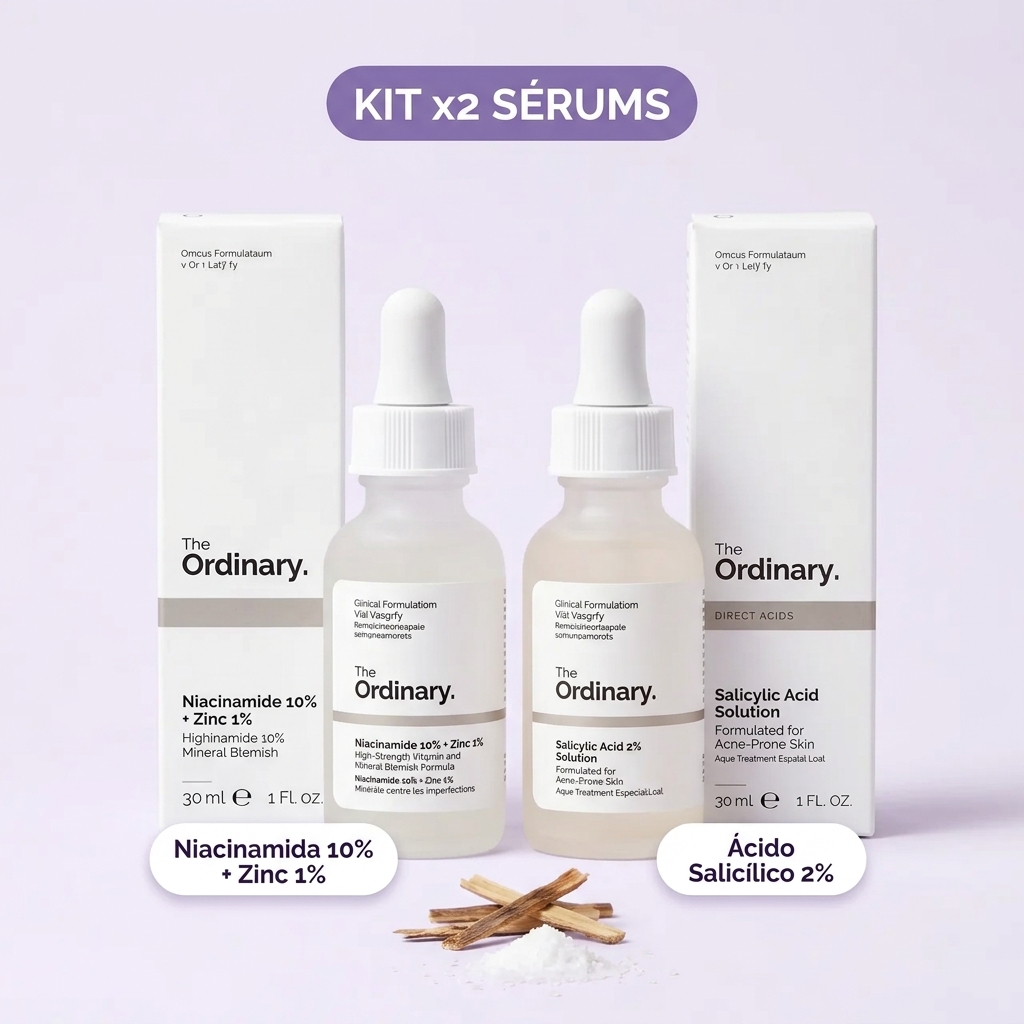 Kit 2 Sérums The Ordinary: Niacinamida 10% + Zinc 1% y Ácido Salicílico 2%. Adiós Acné y Poros Abiertos
