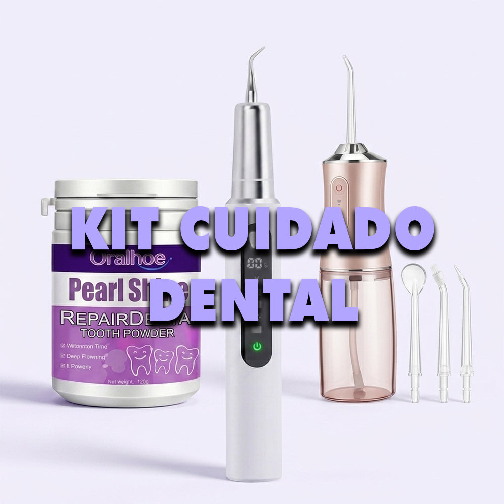 Kit Cuidado Dental: Limpiador Ultrasónico + Polvo Remineralizante + Irrigador Oral