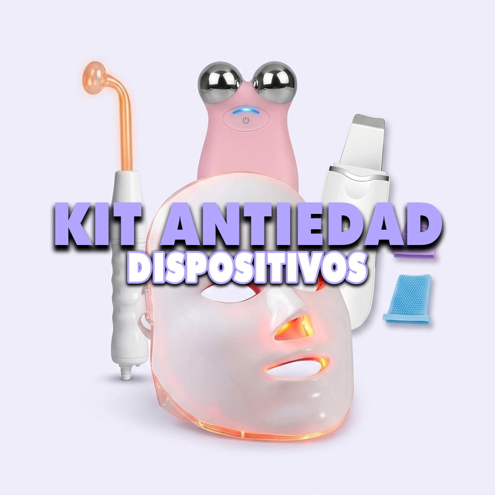 Kit Antiedad Dispositivos: Máscara LED + Alta Frecuencia + Espátula Ultrasónica + Microcorriente