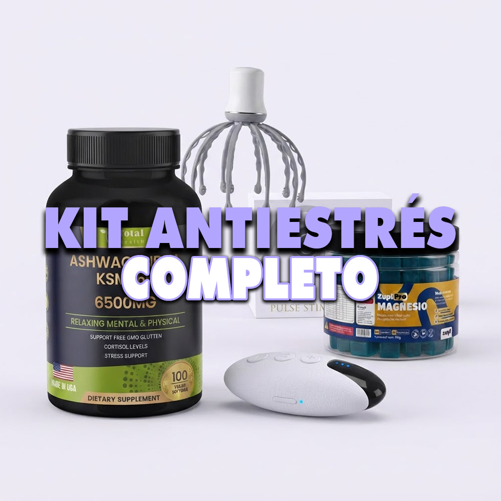 Kit Antiestrés Completo: Ashwagandha + Pulse Stimulation + Pulpo Masajeador + Magnesio ZupiPro