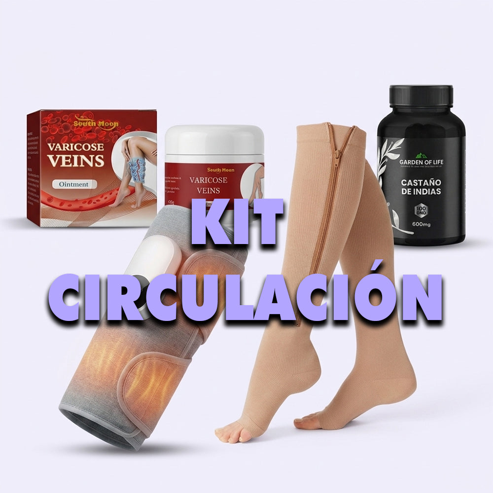 Kit Circulación: Masajeador de Piernas + Medias de Compresión + Ungüento Varicose + Castaño de Indias
