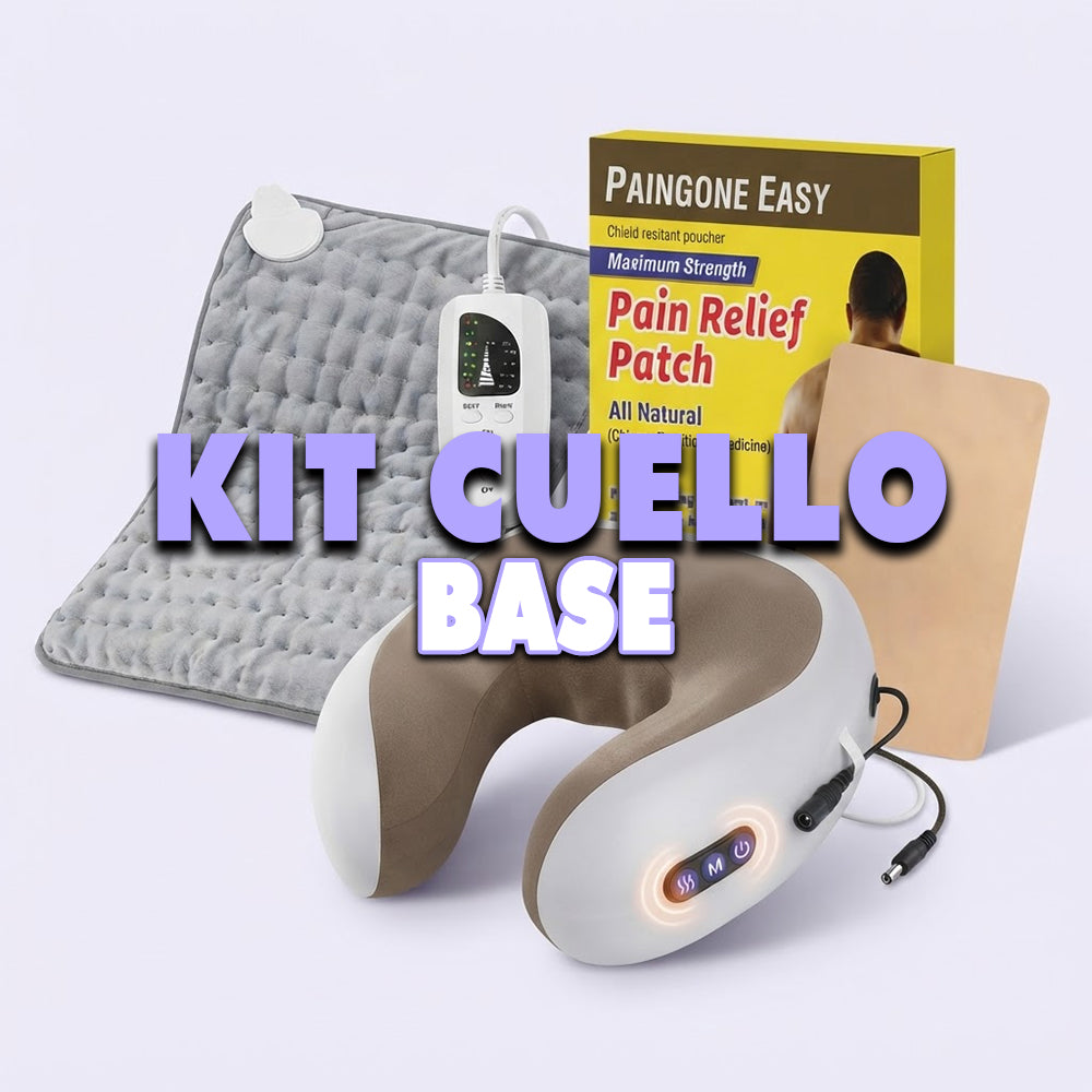 Kit Cuello Base: Masajeador Cervical + Manta Térmica + Parche Paingone Easy