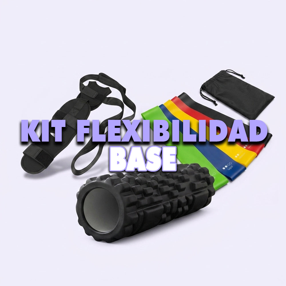 Kit Flexibilidad Base: Correa de Yoga + Bandas Elásticas + Rodillo de Recuperación