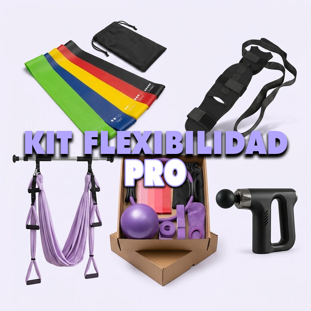 Kit Flexibilidad Pro: Pilates Completo + Hamaca Aérea + Bandas + Correa + Pistola de Masaje