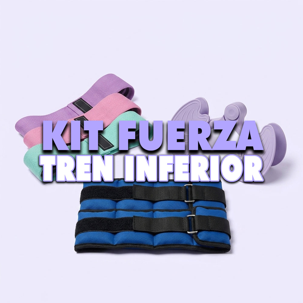 Kit Fuerza Tren Inferior: Tobilleras 2kg + Bandas de Tela + Entrenador Pélvico 360°