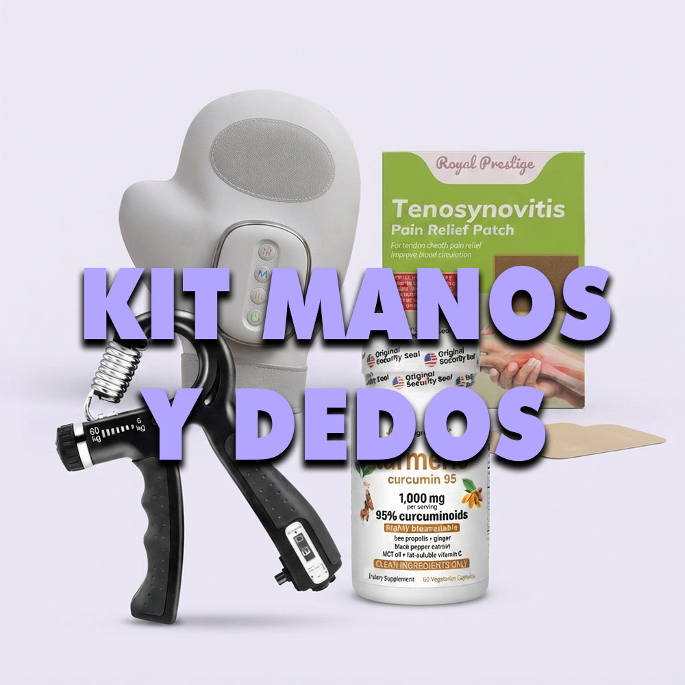 Kit Manos y Dedos: Masajeador Smart Hand + Parche Tenosinovitis + Ejercitador + Turmeric Curcumin