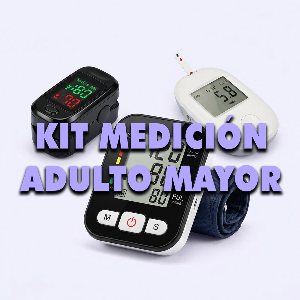 Kit Medición Adulto Mayor: Tensiómetro de Brazo + Oxímetro Digital + Glucómetro Portátil