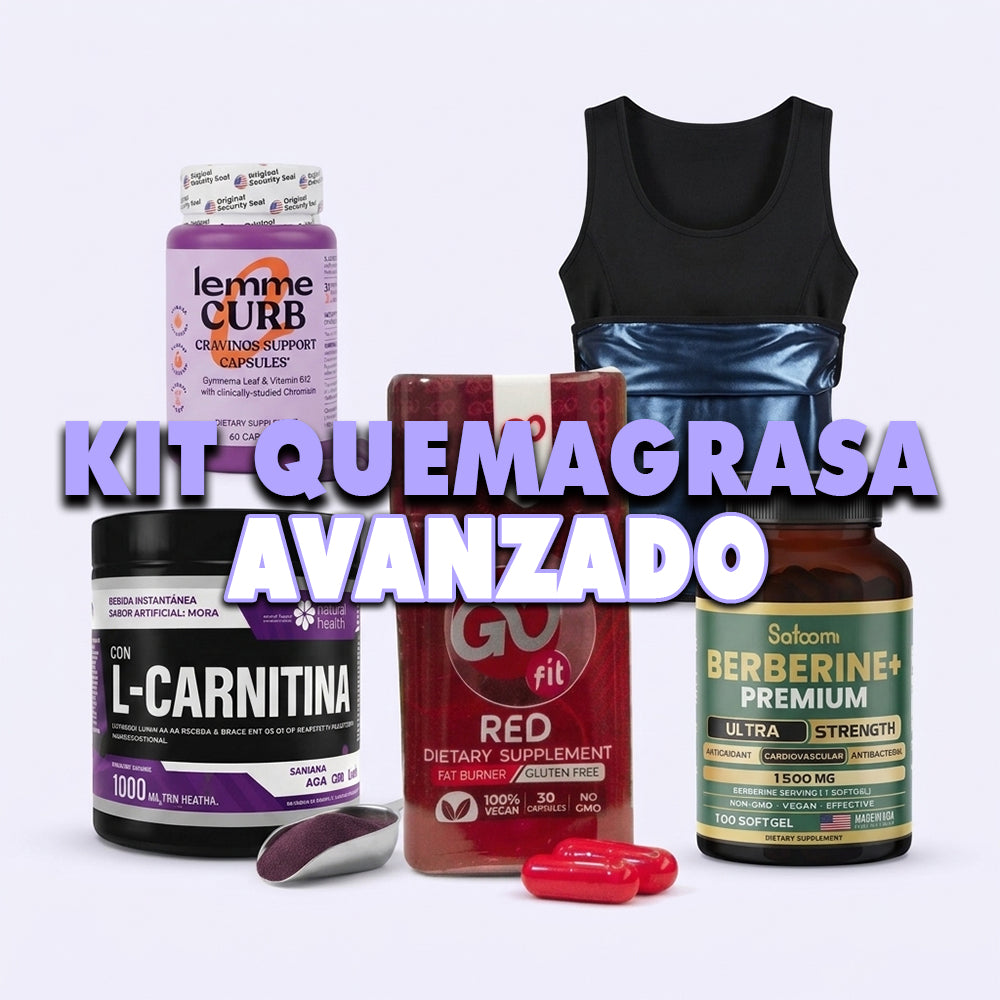 Kit Quema Grasa Avanzado: Termogénico + L-Carnitina + Berberina + Control de Apetito + Camiseta Térmica